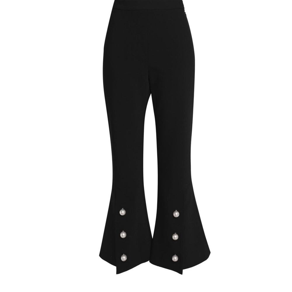 Ellery Wide-Leg Pearl Accent Black Side-Zip Pants - US 4/ FR 36